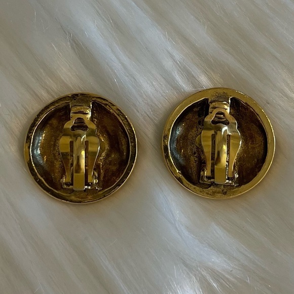 Chanel Vintage Earrings 1984 CC crystal-embellished Gold Plated Clip On - Picture 5 of 13